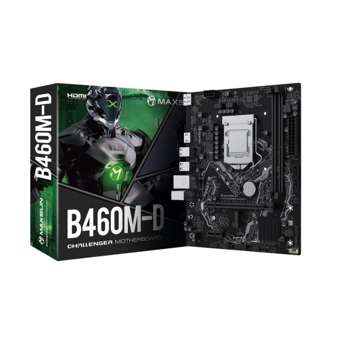 MAXSUN MS-Challenger B460M-D Socket 1200, mATX, 2*DDR4 64Gb , DP/HDMI, 2*SATA3, 1*M.2, 1xPCI-E x16 /1xPCI-E x, 4*USB 2.0, 2*USB 3.2 Gen1 , LAN 1*1G, RTL