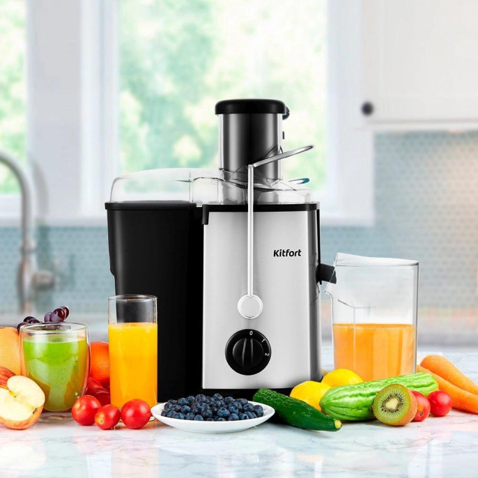 Соковыжималка KitFort KT-1116,  центробежная,  стальной [кт-1116]