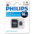 Флеш карта microSD 16GB PHILIPS microSDHC Class 10 SD адаптер FM16MA45B/97