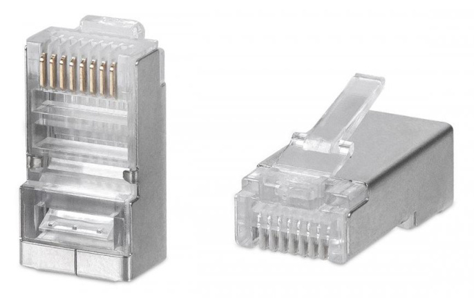 Коннектор WRline WR-8P8C-5E-SH FTP кат.5E RJ45 прозрачный упак.:100шт