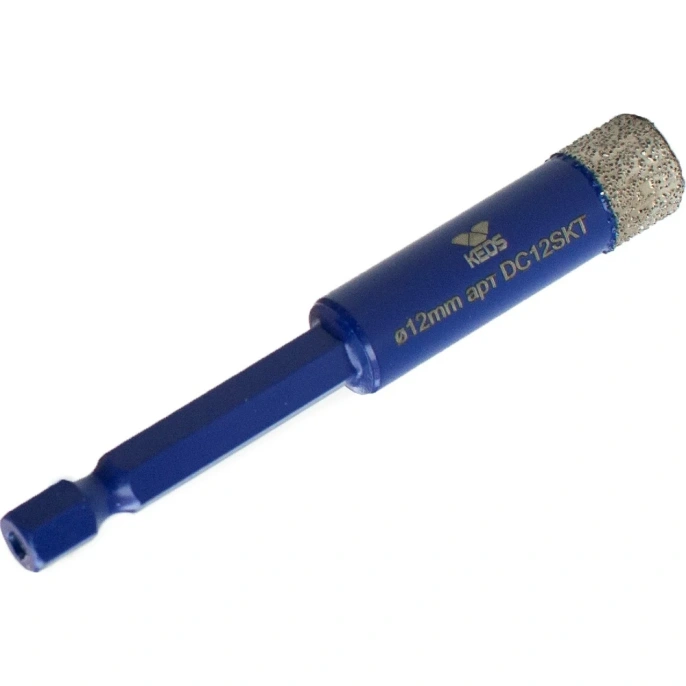 Коронка алмазная с воском по керамограниту PRO 12 мм, 1/4" HEX KEOS DC12SKT