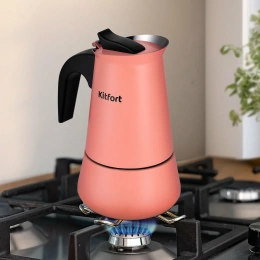 Кофеварка гейзерная Kitfort KT-7148-1 темно-коралловый КТ-7148-1