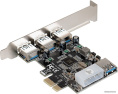 Контроллер ExeGate EXE-367 (PCI-E x1 v2.0, 3*USB3.0 ext. + 1*USB3.0 int., разъем доп.питания, VIA Labs Chipset VL805) EX283720RUS