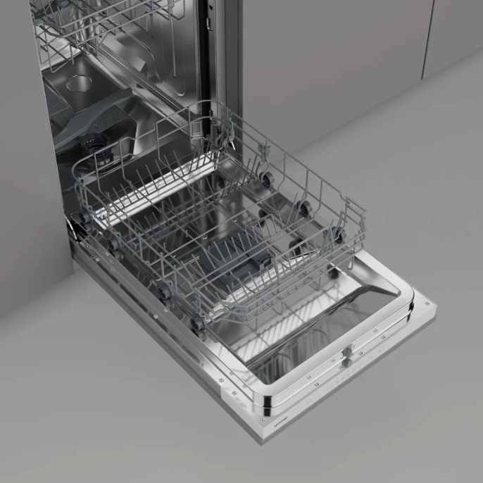 Встраиваемая посудомоечная машина Gorenje GV523E10WE,  узкая, ширина 44.8см, полновстраиваемая, загрузка 11 комплектов, серебристый