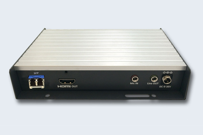 TNTV/TNT MMS-9520HF-R Удлинитель-приемник, KVM HDMI+USB+AUDIO+RS232+IR, 150м. UTP/500м. MM/10км. SM точка-точка/неогранич. в пределах LAN, 2xОптич.волокна SFP LC ;UTP Cat6/7 RJ45;GbE TCP/IP;IGMP , макс.разр.3840x2160 30Hz 4:2:0, ~, DC 12V