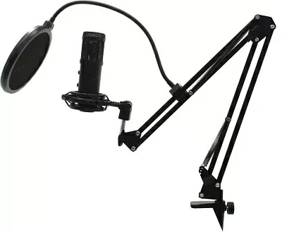 Микрофон FIFINE T058B (электретный (малый конденсатор), настольный, для стриминга, USB, кабель 2.5м)
