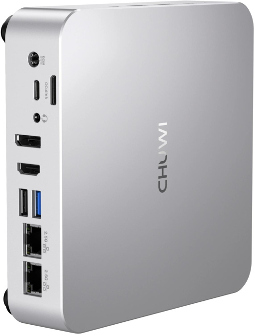 Мини ПК CHUWI AuBox AMD Ryzen 7 8745HS,  DDR5 16ГБ, 512ГБ SSD, AMD Radeon 780M,  Windows 11 Pro,  серебристый и черный