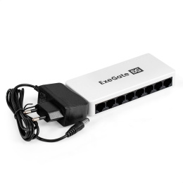 Коммутатор неуправляемый ExeGate EDES-1008C 8-портовый UTP 10/100Mbps, с функцией энергосбережения Green Ethernet Technology , настольный/настенный EX298686RUS