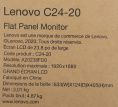 Монитор Lenovo 23.8" ThinkVision C24-20 черный VA LED 6ms 16:9 HDMI матовая 1000:1 250cd 178гр/178гр 1920x1080 75Hz FreeSync VGA FHD 3.01кг 62A8KAT1IS