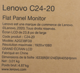 Монитор Lenovo 23.8" ThinkVision C24-20 черный VA LED 6ms 16:9 HDMI матовая 1000:1 250cd 178гр/178гр 1920x1080 75Hz FreeSync VGA FHD 3.01кг 62A8KAT1IS