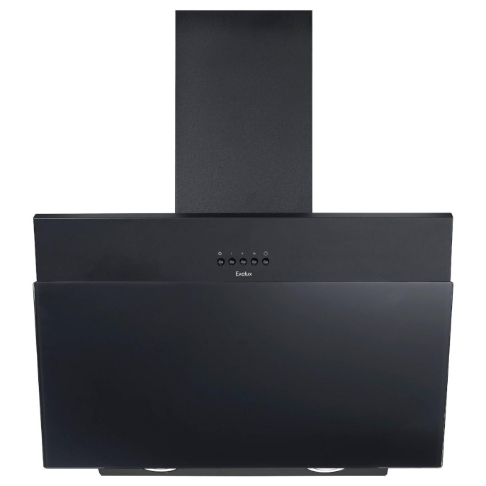 Наклонная вытяжка Evelux Tilda 60 BG 60 см, механический контроль, черные кнопки,3 скорости работы, производительность 900 м3/ч, LED освещение, черный, металл, стекло,595х294x360 мм