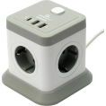 Сетевой фильтр Cablexpert Tower 4р, 10А, 1xType-C PD, 20Вт, 2хUSB, 2м, ур.защиты 2+, белый, кор, TWR-4-CU2-W-2