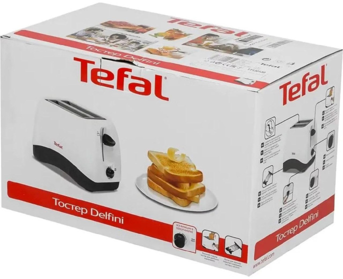 Тостер Tefal Delfini TT130130 850Вт белый
