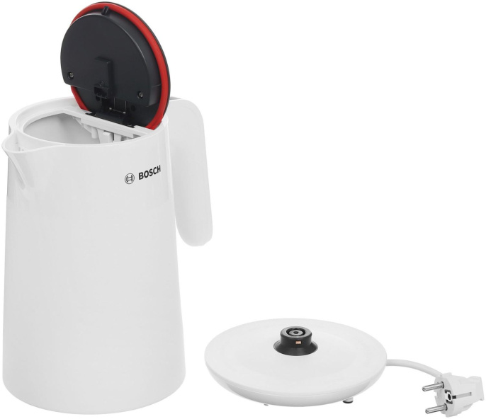 Электрочайник Bosch TWK2M161 (2400 Вт, объем: 1.7 л, подставка с возможностью вращения, материал корпуса: пластик, защита от перегрева, отключение при снятии с базы, автоматическое отключение, цвет: белый)