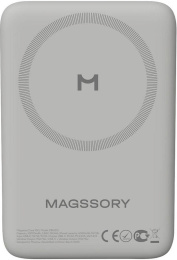 Внешний аккумулятор Magssory Core 10000mAh Титан PBN013t совместимость с MagSafe, беспроводная зарядка: 15 Вт, поддержка беспроводной зарядки AirPods, порт Type-C, индикация заряда диодами