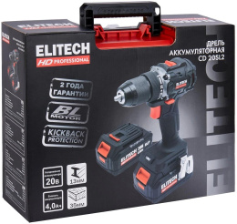 Дрель-шуруповерт Elitech CD 20SL2 E2201.040.02 , 4Ач, с двумя аккумуляторами [205718]