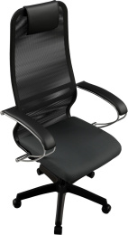 Кресло МЕТТА SU-B-8, сетка, до 120кг, топ-ган, фиксированные подлокотники,  черный