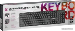 Defender Проводная клавиатура Element HB-520 USB RU,черный,полноразмерная USB 45522
