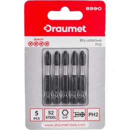 Ударные биты PH2, 50 мм, S2, 5 шт DRAUMET 8990