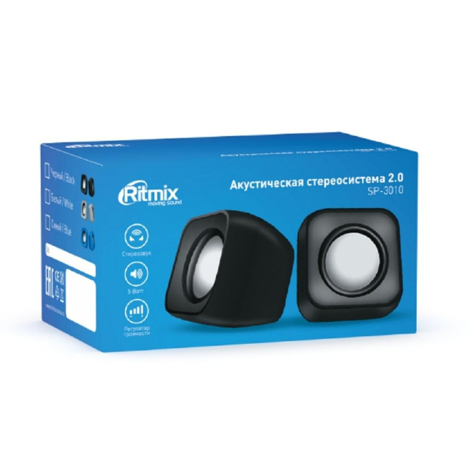 RITMIX SP-3010 black {RMS: 5 Вт 2 х 2,5 Вт , Диаметр динамиков: 2’’, Частотный диапазон: 100 -20 кГЦ, Отношение сигнал/шум: ?80 дБ}