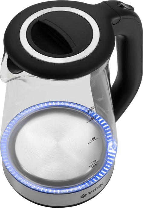 Чайник электрический Vitek VT-1181 1.7л. 2200Вт черный корпус: стекло