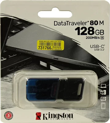 Накопитель Kingston DataTraveler 80 M DT80M/128GB USB-C 3.2 Flash Drive 128Gb (RTL)