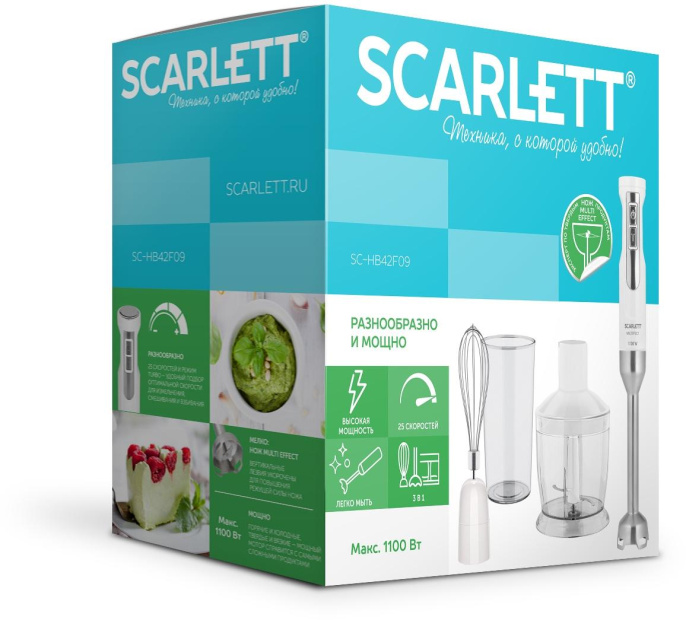 Блендер погружной Scarlett SC-HB42F09 1100Вт белый