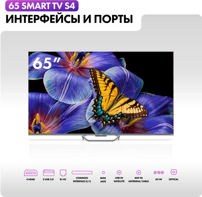 Телевизор QLED Haier 65" DH1VW9D04RU S4 Frameless серый 4K Ultra HD 60Hz MEMC DVB-T2 DVB-C DVB-S2 USB WiFi Smart TV