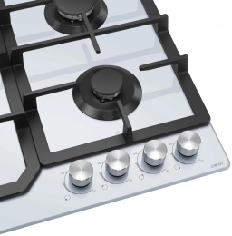 Газовая варочная панель MEFERI Glass comfort MGH604WH,  4 конфорки,  закаленное стекло,  белый