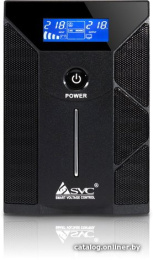 Источник бесперебойного питания SVC W-600 600ВА/360Вт, Вых.разъёмы: 2 розетки Schuko, LCD-дисплей, Напольный, Чистая синусоида.