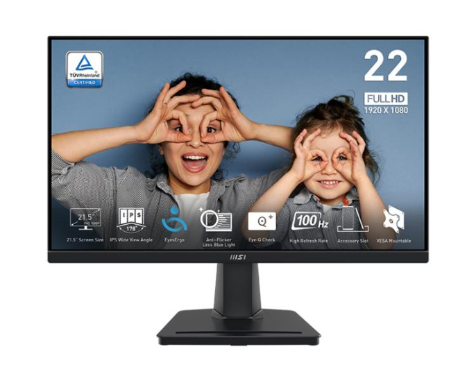 21.5" Монитор MSI Pro MP225,  1920x1080,  IPS,  100Гц,  1хHDMI,  черный [9s6-3pc6cm-004]