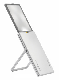 Лупа выдвижная асферическая Eschenbach EasyPocket XL 2,5x, 78x50 мм, с подсветкой, серебристая