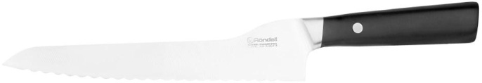 Нож кухонный Rondell Spata RD-1135, для хлеба, 200мм, заточка серрейтор, стальной, черный