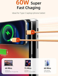 Кабель USB CABLETIME CUP4H (CT-CM60-PBW1) черный, 1 м, 60 Вт