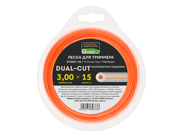 Леска ф 3.0 мм х 15 м кругл. сеч. DUAL-CUT STARTUL GARDEN ST6067-30