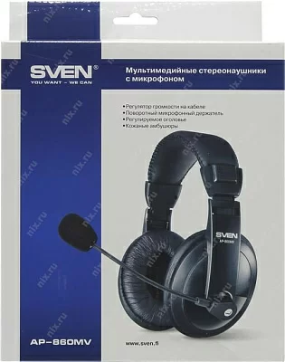 Наушники с микрофоном SVEN AP-860(MV) (с регулятором громкости шнур 2м)