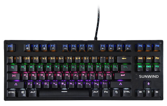 Клавиатура SunWind SW-K900G механическая черный USB Multimedia for gamer LED 1422332 кабель 1.8м