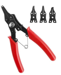 Набор клещей WorkPro WP201004 4шт, для стопорных колец, поверхность зачернена и отполирована, удобный захват, сменные головки плоскогубцев