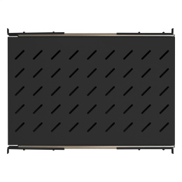 Полка выдвижная 19" ExeGate ECSS-FS1000-B (перфорированная, глубина 650мм, крепление 19" 1U, для напольных шкафов и стоек глубиной 800мм/1000мм, нагрузка до 40кг, цвет черный RAL 9004) EX301148RUS