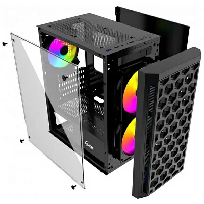 Корпус Powercase CMIMTB-L3 Mistral Micro T3B, Tempered Glass, Mesh, 2x 140mm + 1х 120mm 5-color fan, чёрный, mATX (CMIMTB-L3)