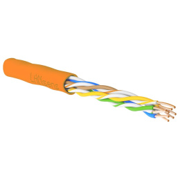 Кабель SNR витая пара LANsens UTP, неэкранированный U/UTP, Кат.5e, 4 пары, master, 305м, 4х2х0.47 мм однопроволочные жилы, LSZH, внутренний -20°C – +60°C, оранжевый
