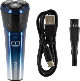 Бритва роторная Hyundai H-SH8089 реж.эл.:3 питан.:аккум. голубой/черный