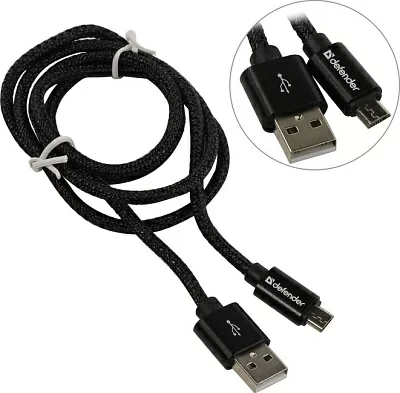 Defender USB08-03T PRO 87802 Кабель USB 2.0 AM-- micro-B 1м Black