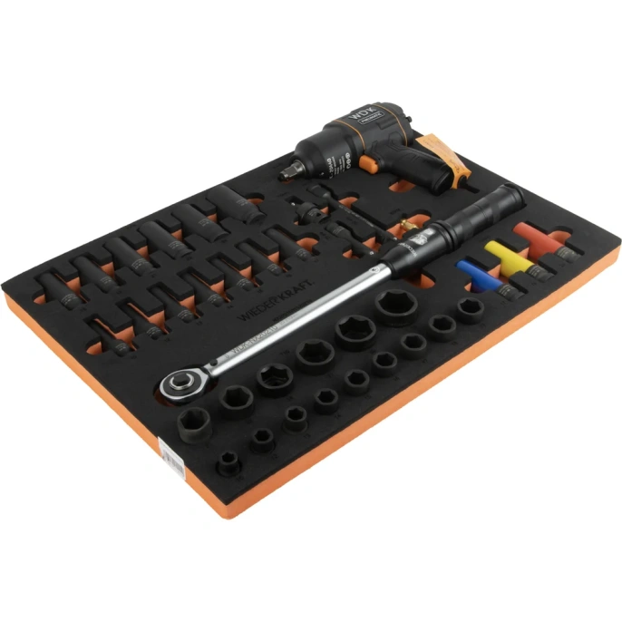 Набор пневматического и динамометрического инструмента WIEDERKRAFT в ложементе, 38 предметов WDK-3740X