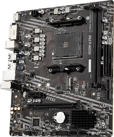 Материнская плата MSI A520M-A PRO Soc-AM4 AMD A520 2xDDR4 mATX AC`97 8ch 7.1 GbLAN RAID+DVI+HDMI