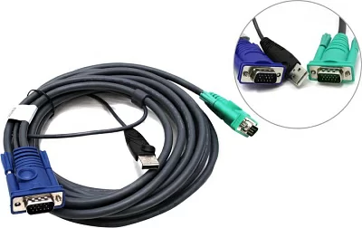 Кабель ATEN 2L-5205U HD15M/USB A(M)--SPHD15M, 5m