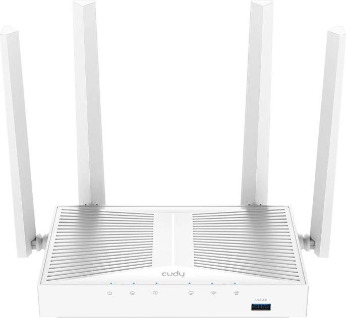 Маршрутизатор CUDY AC1200 Gigabit Wi-Fi Mesh Router with USB, Chipset MediaTek, 5 × 10/100/1000Mbps RJ45 Ports, 4 x 5dBi fixed antennas, 1 USB 3.0, WiFi router/AP/ Repeater/WISP Mode, 802.11ac/a/b/g/n, 867Mbps at 5GHz + 300Mbps at 2.4GHz, Zerotier/Wiregua