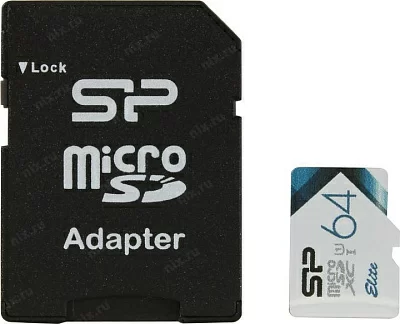 Карта памяти Silicon Power SP064GBSTXBU1V21SP microSDXC Memory Card 64Gb UHS-I U1 + microSD-- SD Adapter