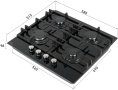 Газовая варочная панель OASIS P-GEB,  4 конфорки,  закаленное стекло,  черный
