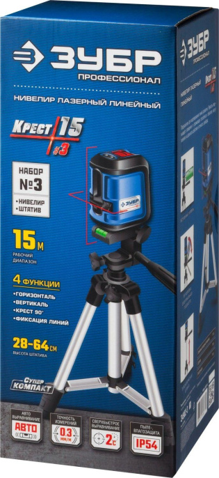 Лазерный нивелир Зубр КРЕСТ-15 34902-3_Z01